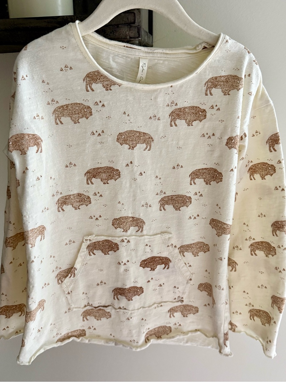 Kids Rylee + Cru Cream Buffalo Print Pullover Shirt with Pocket